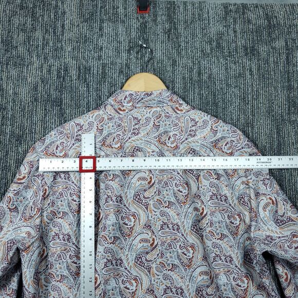 Kilburne & Finch Dress Shirt Mens Size XL White / Red Paisley Cotton Long Sleeve - Picture 13 of 14